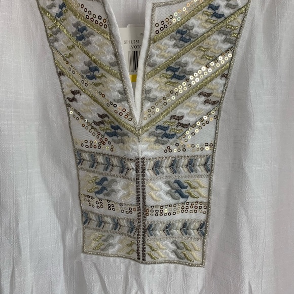 Spense Ivory Metallic Women’s Top Sz M - Picture 3 of 5